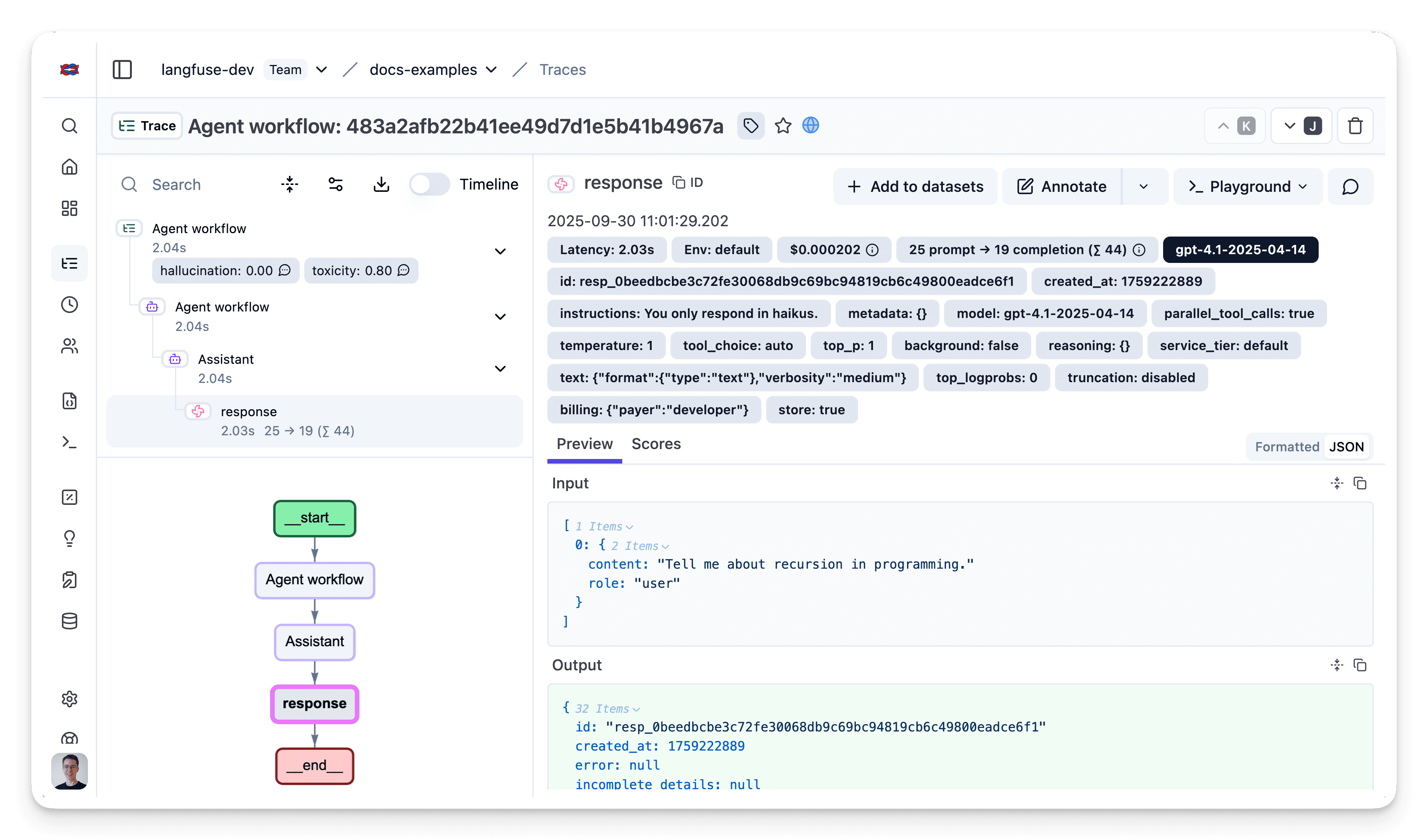 OpenAI Agents SDK trace visualization in Langfuse